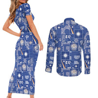 Marshall Islands Merry Christmas Couples Matching Short Sleeve Bodycon Dress and Long Sleeve Button Shirt Pacific Patchwork Xmas Vibes LT9 - Polynesian Pride