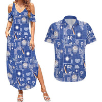 Marshall Islands Merry Christmas Couples Matching Summer Maxi Dress and Hawaiian Shirt Pacific Patchwork Xmas Vibes LT9 Blue - Polynesian Pride