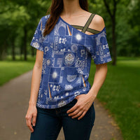 Marshall Islands Merry Christmas Cross Shoulder Shirt Pacific Patchwork Xmas Vibes LT9 - Polynesian Pride