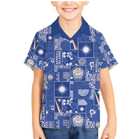 Marshall Islands Merry Christmas Family Matching Mermaid Dress and Hawaiian Shirt Pacific Patchwork Xmas Vibes LT9 Son's Shirt Blue - Polynesian Pride