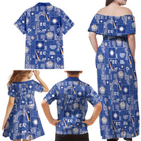 Marshall Islands Merry Christmas Family Matching Off Shoulder Maxi Dress and Hawaiian Shirt Pacific Patchwork Xmas Vibes - Polynesian Pride