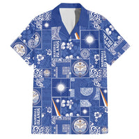 Marshall Islands Merry Christmas Hawaiian Shirt Pacific Patchwork Xmas Vibes LT9 Blue - Polynesian Pride