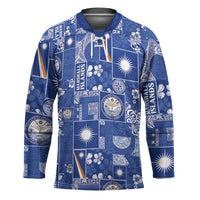 Marshall Islands Merry Christmas Hockey Jersey Pacific Patchwork Xmas Vibes LT9 Unisex Blue - Polynesian Pride