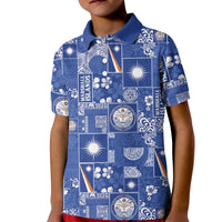 Marshall Islands Merry Christmas Kid Polo Shirt Pacific Patchwork Xmas Vibes LT9 Kid Blue - Polynesian Pride