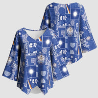 Marshall Islands Merry Christmas Kimono Sleeve Blouse Pacific Patchwork Xmas Vibes - Polynesian Pride