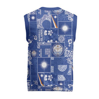 Marshall Islands Merry Christmas Knitted V-Neck Vest Pacific Patchwork Xmas Vibes - Polynesian Pride