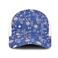 Marshall Islands Merry Christmas Mesh Trucker Cap Pacific Patchwork Xmas Vibes LT9 One Size White Blue - Polynesian Pride