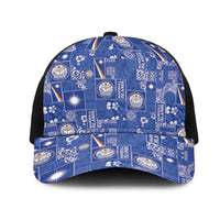 Marshall Islands Merry Christmas Mesh Trucker Cap Pacific Patchwork Xmas Vibes LT9 One Size Black Blue - Polynesian Pride