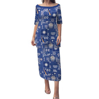 Marshall Islands Merry Christmas Puletasi Pacific Patchwork Xmas Vibes LT9 Long Dress Blue - Polynesian Pride