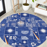 Marshall Islands Merry Christmas Round Carpet Pacific Patchwork Xmas Vibes - Polynesian Pride