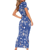 Marshall Islands Merry Christmas Short Sleeve Bodycon Dress Pacific Patchwork Xmas Vibes LT9 - Polynesian Pride