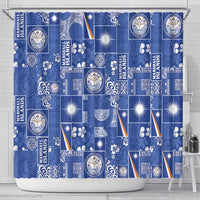 Marshall Islands Merry Christmas Shower Curtain Pacific Patchwork Xmas Vibes - Polynesian Pride