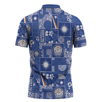 Marshall Islands Merry Christmas Zipper Polo Shirt Pacific Patchwork Xmas Vibes LT9 - Polynesian Pride