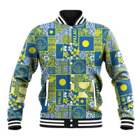Palau Ungil Kurismas Baseball Jacket Pacific Patchwork Xmas Vibes - Polynesian Pride