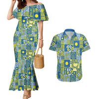 Palau Ungil Kurismas Couples Matching Mermaid Dress and Hawaiian Shirt Pacific Patchwork Xmas Vibes LT9 Green - Polynesian Pride