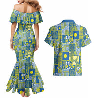 Palau Ungil Kurismas Couples Matching Mermaid Dress and Hawaiian Shirt Pacific Patchwork Xmas Vibes LT9 - Polynesian Pride