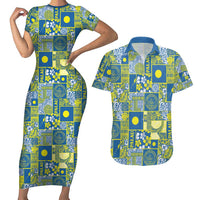Palau Ungil Kurismas Couples Matching Short Sleeve Bodycon Dress and Hawaiian Shirt Pacific Patchwork Xmas Vibes - Polynesian Pride