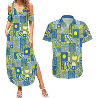 Palau Ungil Kurismas Couples Matching Summer Maxi Dress and Hawaiian Shirt Pacific Patchwork Xmas Vibes LT9 Green - Polynesian Pride