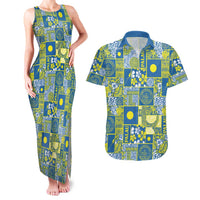 Palau Ungil Kurismas Couples Matching Tank Maxi Dress and Hawaiian Shirt Pacific Patchwork Xmas Vibes LT9 Green - Polynesian Pride