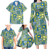 Palau Ungil Kurismas Family Matching Long Sleeve Bodycon Dress and Hawaiian Shirt Pacific Patchwork Xmas Vibes - Polynesian Pride