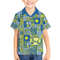 Palau Ungil Kurismas Family Matching Off The Shoulder Long Sleeve Dress and Hawaiian Shirt Pacific Patchwork Xmas Vibes - Polynesian Pride