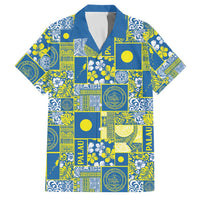 Palau Ungil Kurismas Family Matching Puletasi and Hawaiian Shirt Pacific Patchwork Xmas Vibes LT9 Dad's Shirt - Short Sleeve Green - Polynesian Pride