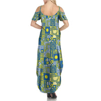 Palau Ungil Kurismas Family Matching Summer Maxi Dress and Hawaiian Shirt Pacific Patchwork Xmas Vibes - Polynesian Pride
