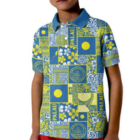 Palau Ungil Kurismas Kid Polo Shirt Pacific Patchwork Xmas Vibes LT9 Kid Green - Polynesian Pride