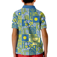 Palau Ungil Kurismas Kid Polo Shirt Pacific Patchwork Xmas Vibes LT9 - Polynesian Pride