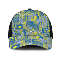 Palau Ungil Kurismas Mesh Trucker Cap Pacific Patchwork Xmas Vibes LT9 One Size Black Green - Polynesian Pride