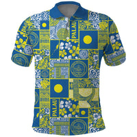 Palau Ungil Kurismas Polo Shirt Pacific Patchwork Xmas Vibes LT9 Green - Polynesian Pride
