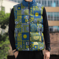 Palau Ungil Kurismas Sleeveless Puffer Jacket Pacific Patchwork Xmas Vibes - Polynesian Pride
