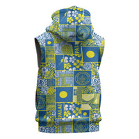 Palau Ungil Kurismas Sleeveless Zip Hoodie Pacific Patchwork Xmas Vibes - Polynesian Pride