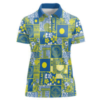 Palau Ungil Kurismas Women Polo Shirt Pacific Patchwork Xmas Vibes LT9 Female Green - Polynesian Pride