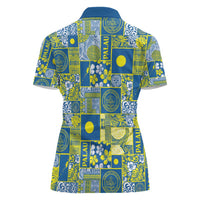 Palau Ungil Kurismas Women Polo Shirt Pacific Patchwork Xmas Vibes - Polynesian Pride