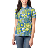 Palau Ungil Kurismas Women Polo Shirt Pacific Patchwork Xmas Vibes LT9 - Polynesian Pride