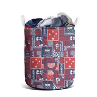 Red Samoa Manuia Le Kerisimasi Laundry Basket Pacific Patchwork Xmas Vibes LT9 - Polynesian Pride