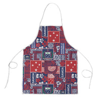Red Samoa Manuia Le Kerisimasi Apron Pacific Patchwork Xmas Vibes LT9 Red - Polynesian Pride