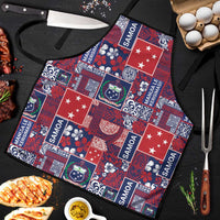 Red Samoa Manuia Le Kerisimasi Apron Pacific Patchwork Xmas Vibes LT9 Red - Polynesian Pride