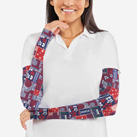 Red Samoa Manuia Le Kerisimasi Arm Sleeves Pacific Patchwork Xmas Vibes LT9 - Polynesian Pride