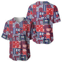 Red Samoa Manuia Le Kerisimasi Baseball Jersey Pacific Patchwork Xmas Vibes LT9 - Polynesian Pride