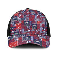 Red Samoa Manuia Le Kerisimasi Baseball Net Cap Pacific Patchwork Xmas Vibes LT9 One Size Black Red - Polynesian Pride