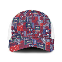 Red Samoa Manuia Le Kerisimasi Baseball Net Cap Pacific Patchwork Xmas Vibes LT9 One Size White Red - Polynesian Pride