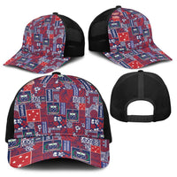 Red Samoa Manuia Le Kerisimasi Baseball Net Cap Pacific Patchwork Xmas Vibes LT9 - Polynesian Pride