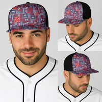 Red Samoa Manuia Le Kerisimasi Baseball Net Cap Pacific Patchwork Xmas Vibes - Polynesian Pride