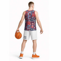 Red Samoa Manuia Le Kerisimasi Basketball Jersey Pacific Patchwork Xmas Vibes LT9 - Polynesian Pride