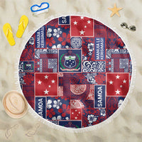 Red Samoa Manuia Le Kerisimasi Beach Blanket Pacific Patchwork Xmas Vibes - Polynesian Pride