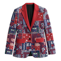 Red Samoa Manuia Le Kerisimasi Blazer Pacific Patchwork Xmas Vibes - Polynesian Pride