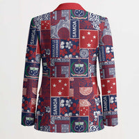 Red Samoa Manuia Le Kerisimasi Blazer Pacific Patchwork Xmas Vibes - Polynesian Pride