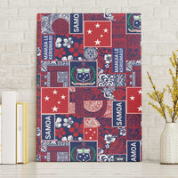 Red Samoa Manuia Le Kerisimasi Canvas Wall Art Pacific Patchwork Xmas Vibes - Polynesian Pride
